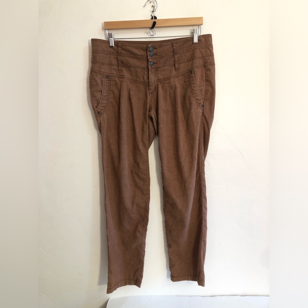 PrAna Size 12 Womens Brown Hemp Blend Straight Pockets Outdoor Hiking Pants